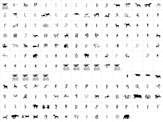 Prehistoric Paintings Regular  glyph index