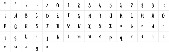 Kracktone Regular  glyph index