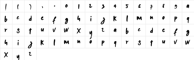 kalem Regular  glyph index