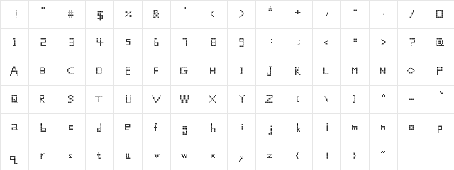 dotter Regular  glyph index