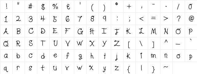 KBLolaLovesMe Medium  glyph index