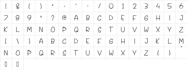 Tropees Regular  glyph index