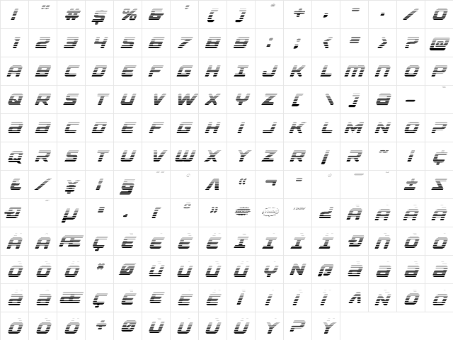 Falcon Punch Gradient Regular  glyph index