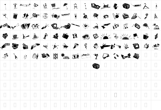 DF Commercials Regular  glyph index