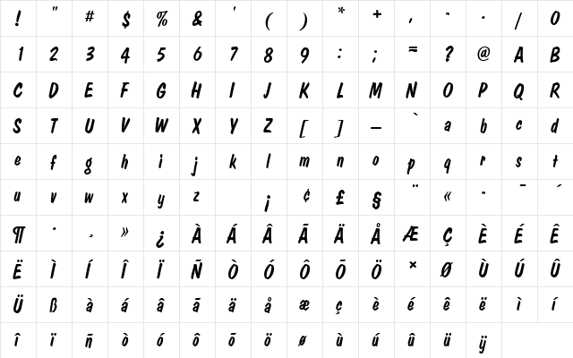 DomCasualDRegItaRo1 Regular  glyph index