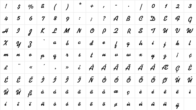KaufmannEF Regular  glyph index