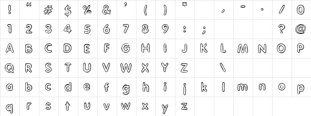 Litho Regular  glyph index