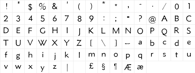Metro Lite Alt HPLHS  glyph index