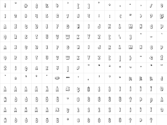 Leatherface 3D Regular  glyph index