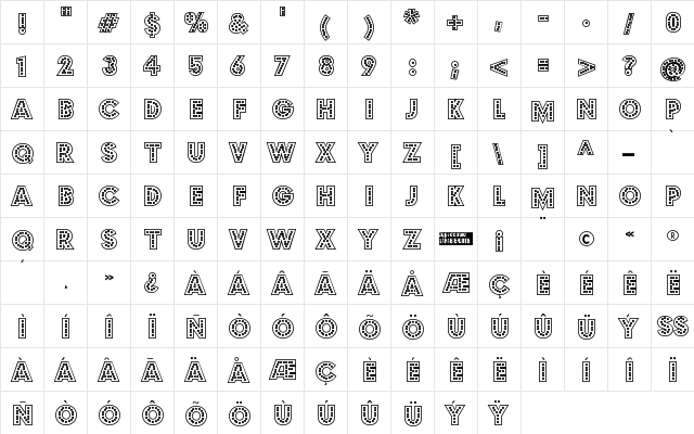 Budmo Jigglish Regular  glyph index