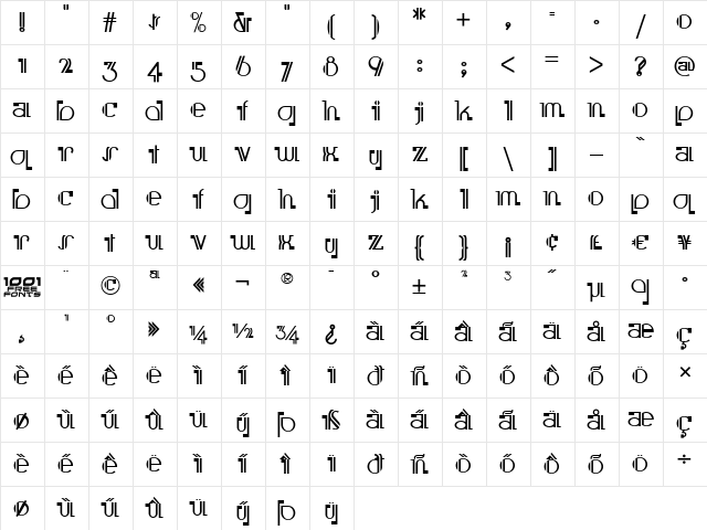 Boomer Ingue NF Regular  glyph index
