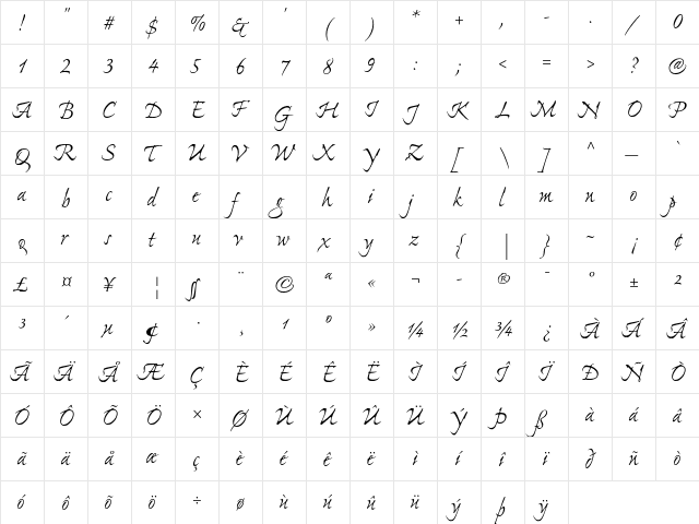 Ex Ponto Regular  glyph index