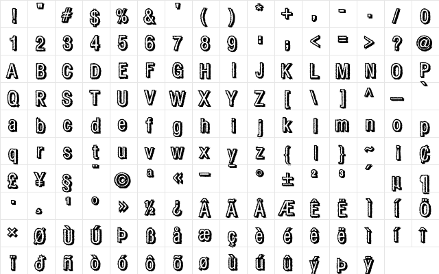 Fear Regular  glyph index