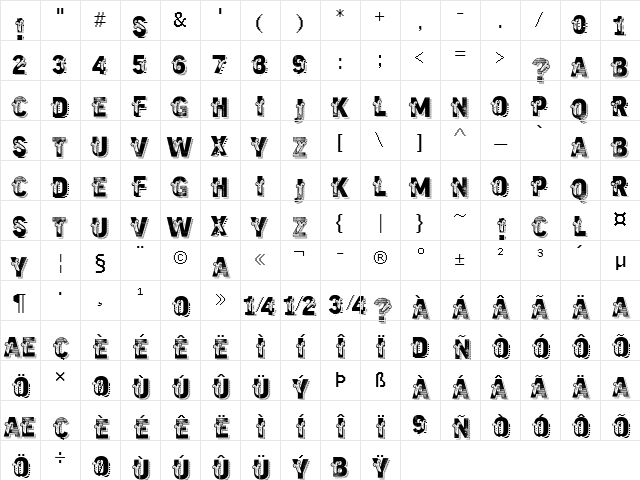vtks trutagem Regular  glyph index