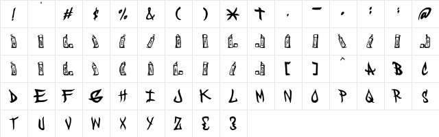 CANS Regular  glyph index