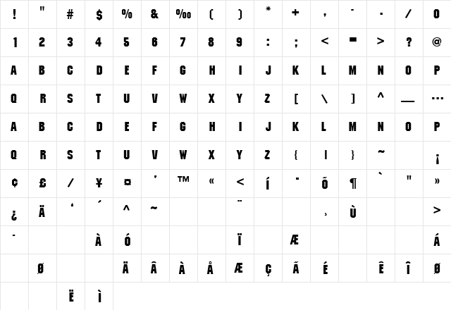 AutomatonCapsLightSSK Regular  glyph index