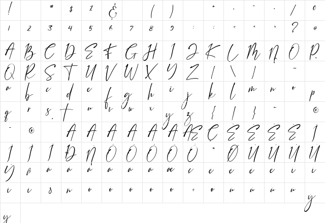 Bernaillo Regular  glyph index