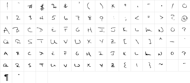 Boods Regular  glyph index