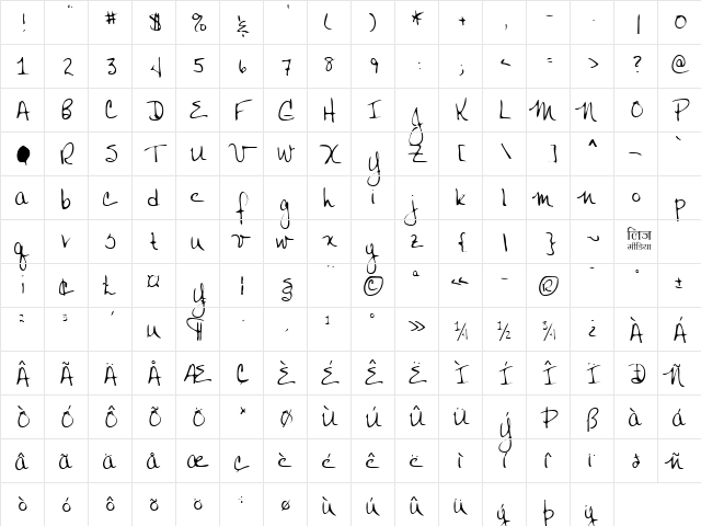 LEHN050 Regular  glyph index