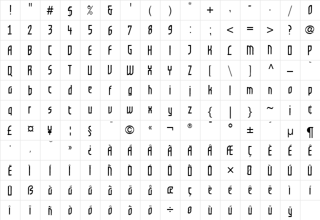 GrafiloneLLSemiBold Medium  glyph index