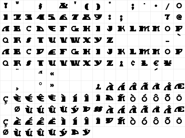 MyGalSwoopyNF Regular  glyph index
