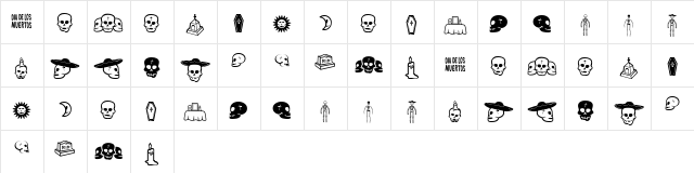 Dia De Los Muertos BV Regular  glyph index