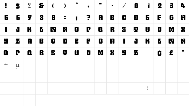 WowserDisplayCapsSSK Regular  glyph index