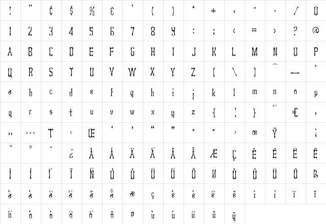 Wyattearp Regular  glyph index