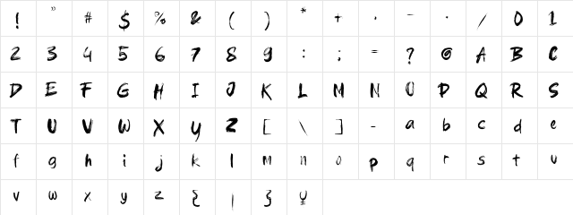 brushield Regular  glyph index