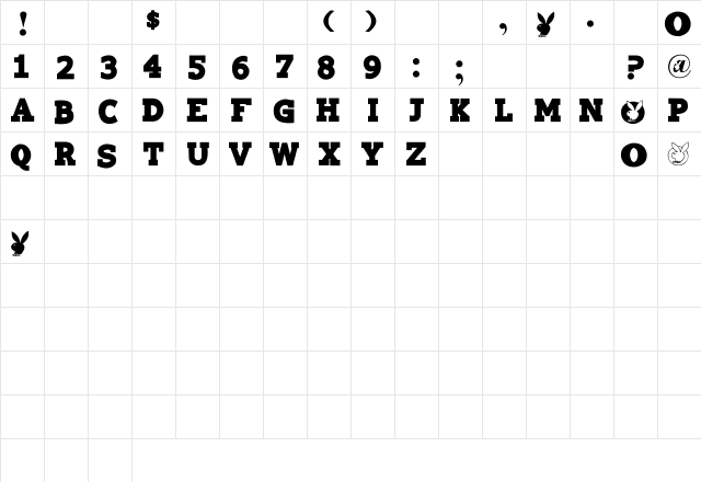 NewWGL4Font Regular  glyph index