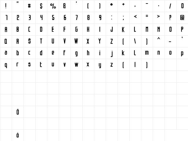 Opeln2001 Szeroki Regular  glyph index