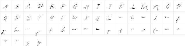 Blante Panama Script DEMO Regular  glyph index