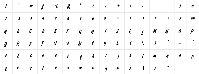 ADRENALINE Regular  glyph index