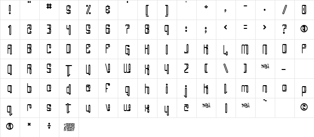 Angie Groovin Regular  glyph index