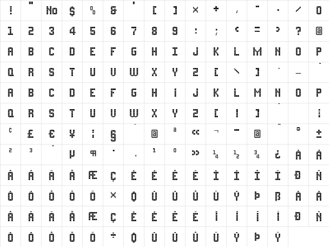 FlatPack Regular  glyph index