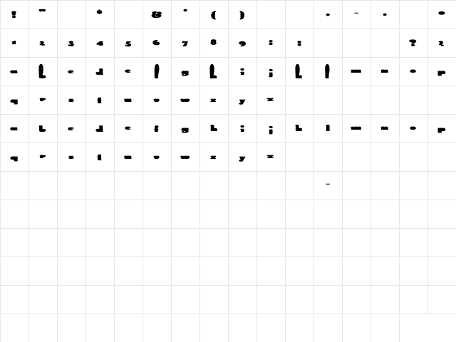 Rabbit Wd bold Bold  glyph index