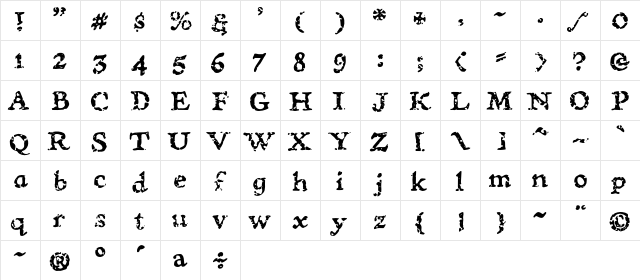 CCTreasureTroveDecayed Regular  glyph index