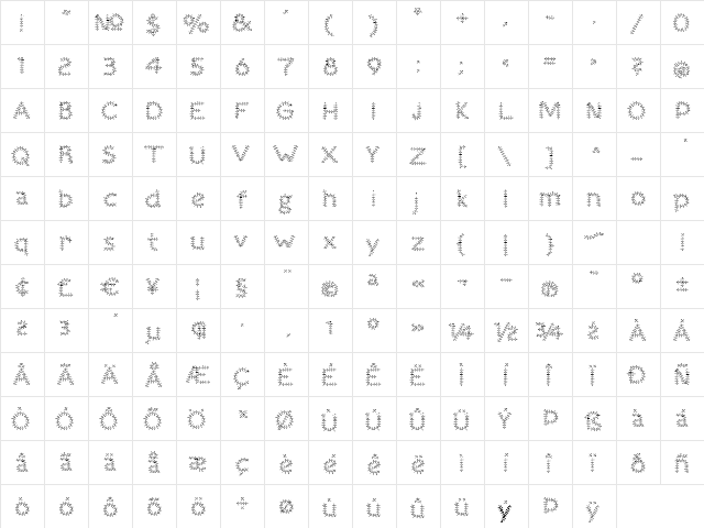 Torture Regular  glyph index