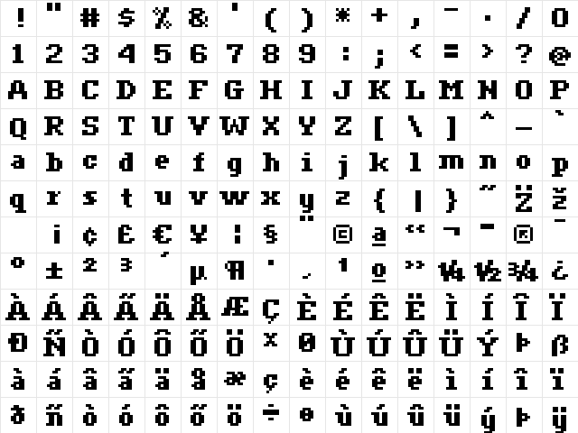 ceriph 07_65 Regular  glyph index