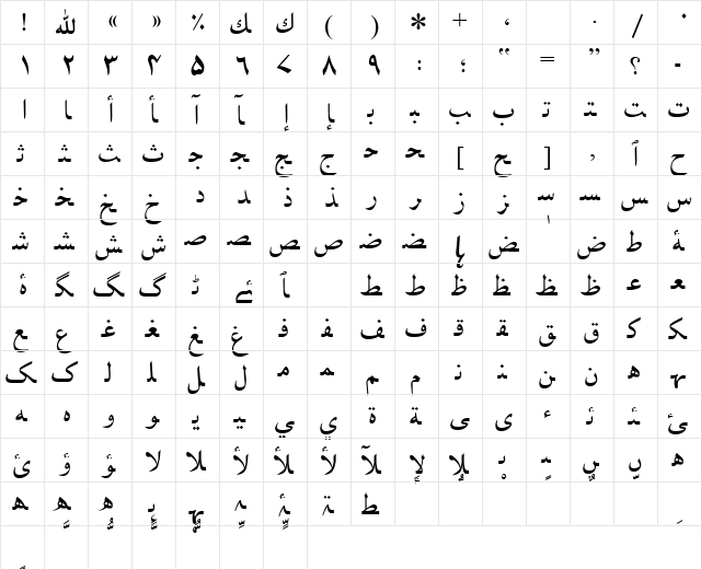 AlKatib1 Regular  glyph index
