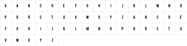 P&F Regular  glyph index