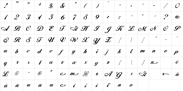 ANNEBERG Regular  glyph index