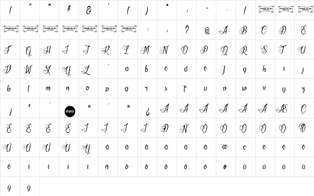 La Cit頤es Mille Reines Regular  glyph index
