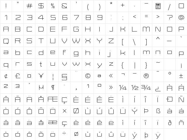 Move-X Light  glyph index
