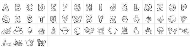 KG ABCs Regular  glyph index