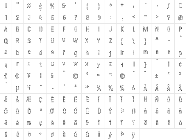 Offline Outline  glyph index