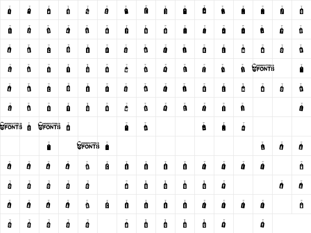 Woodcutter Tags on a Rope Regular  glyph index