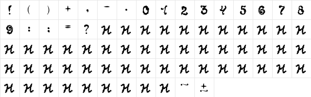 Nobr2 Regular  glyph index