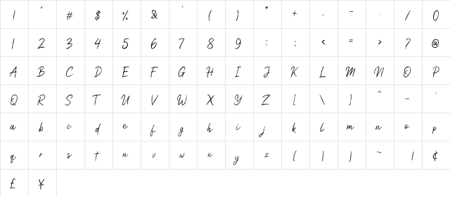 Nicollast Demo Regular  glyph index