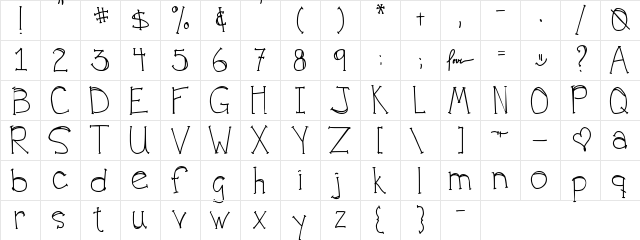 DJB FOR ANNIE Regular  glyph index